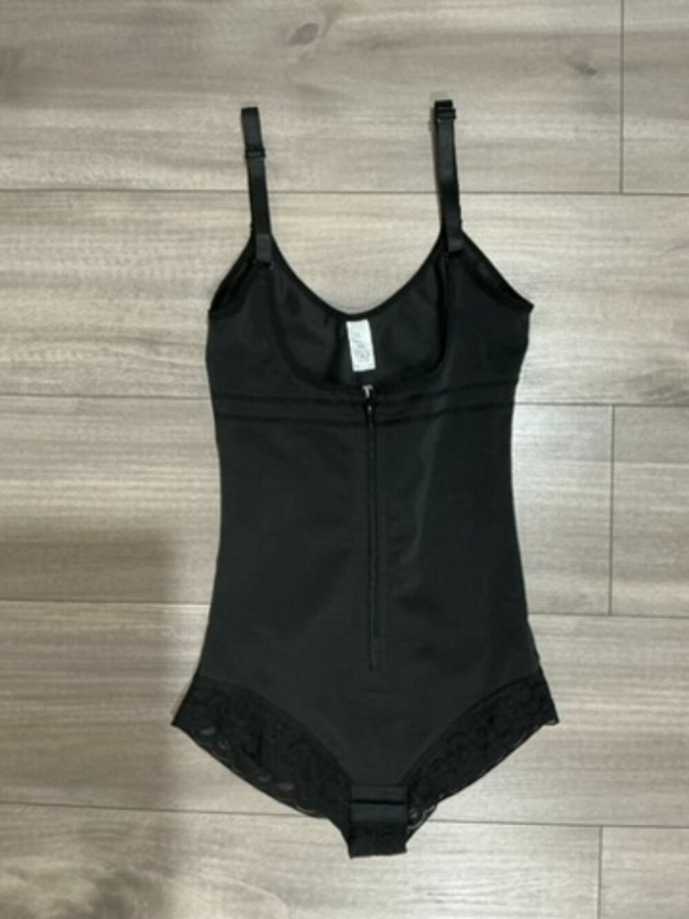NWOT Black Bodysuit Shaper - Front Zip, Lace Trim